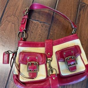 Coach Red and Cream Shoulder Bag